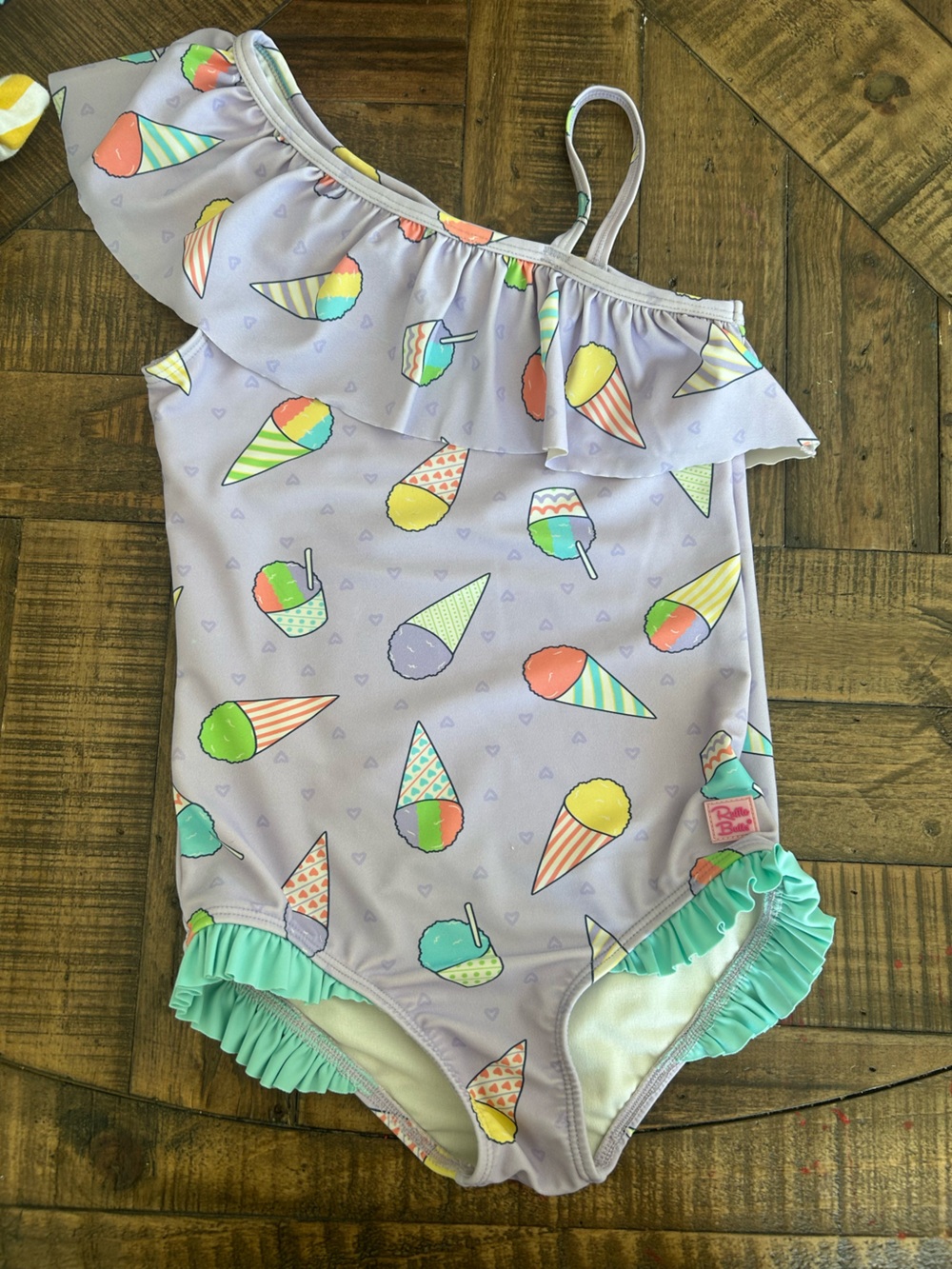 Ruffle Butts Pastel Ice Cream Print Girls' Swimsuit